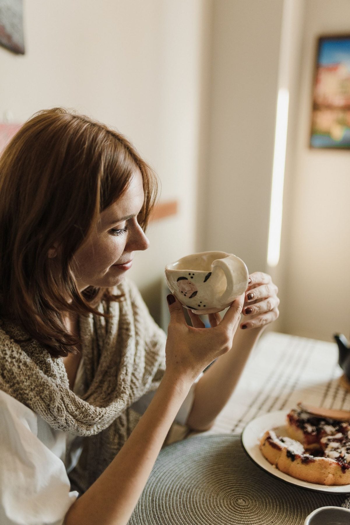 A woman with her morning coffee
